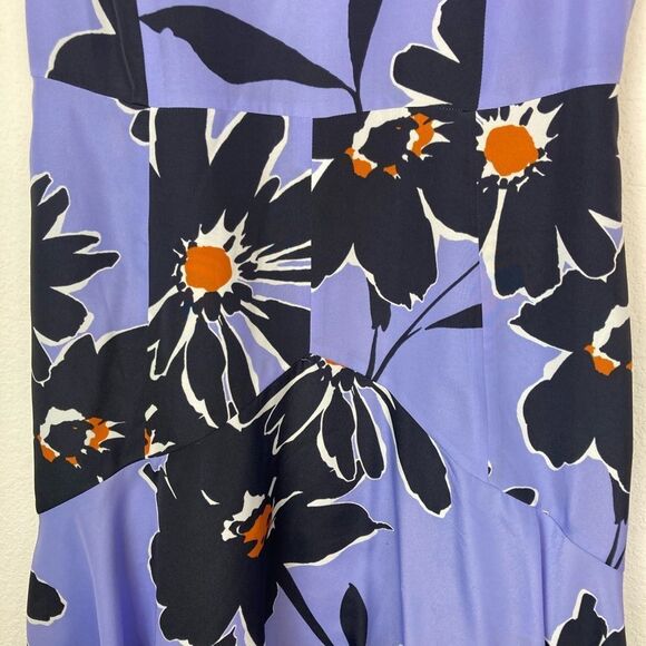 J. Crew Floral Sleeveless Dress in Periwinkle Blue w/Burnt Orange,Black & White - Picture 5 of 11